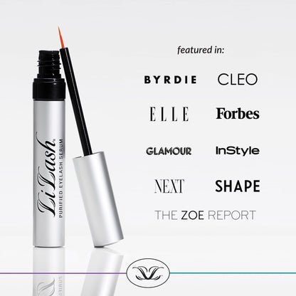LiLash Purified Eyelash Serum for Longer Fuller Lashes Vegan Safe for Sensitive Eyes 2ml