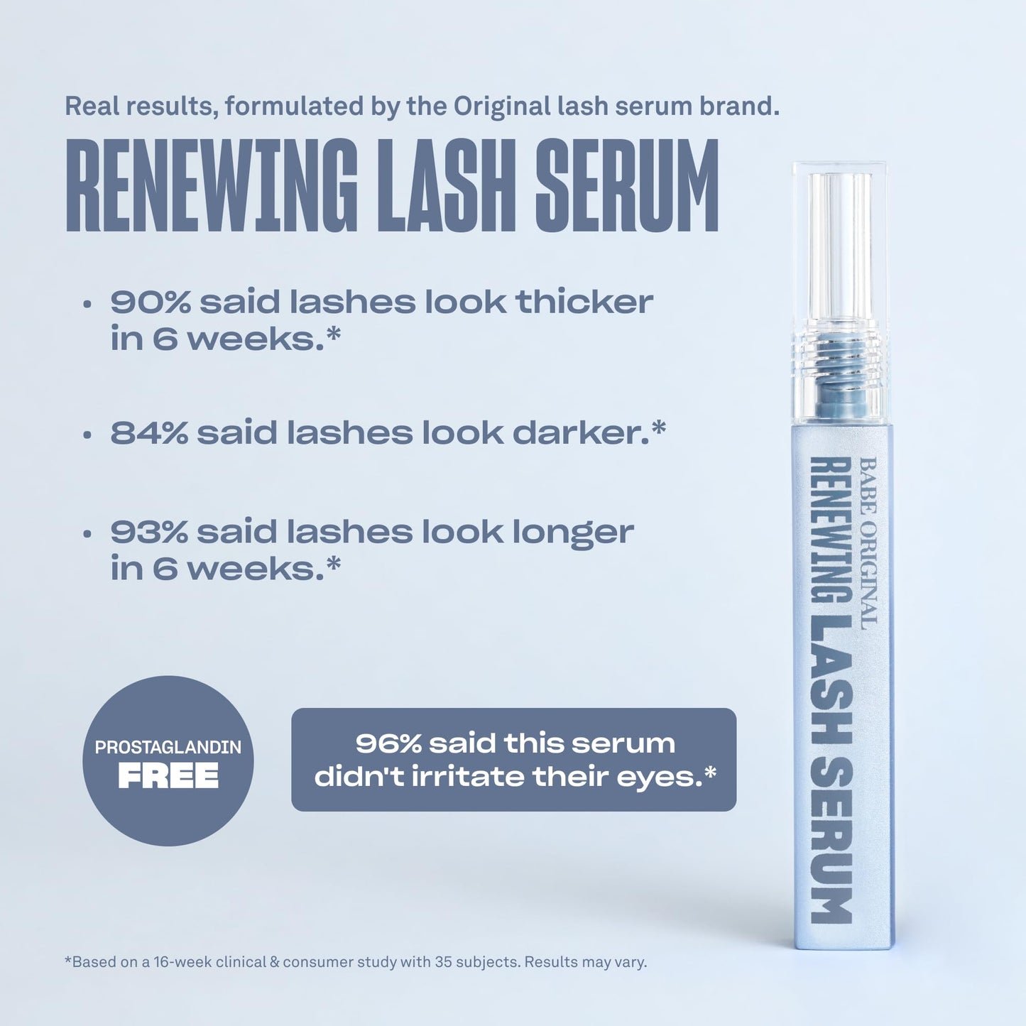 BABE ORIGINAL Renewing Lash Serum Prostaglandin-Free with Peptides for Longer Fuller Lashes Vegan 3ml
