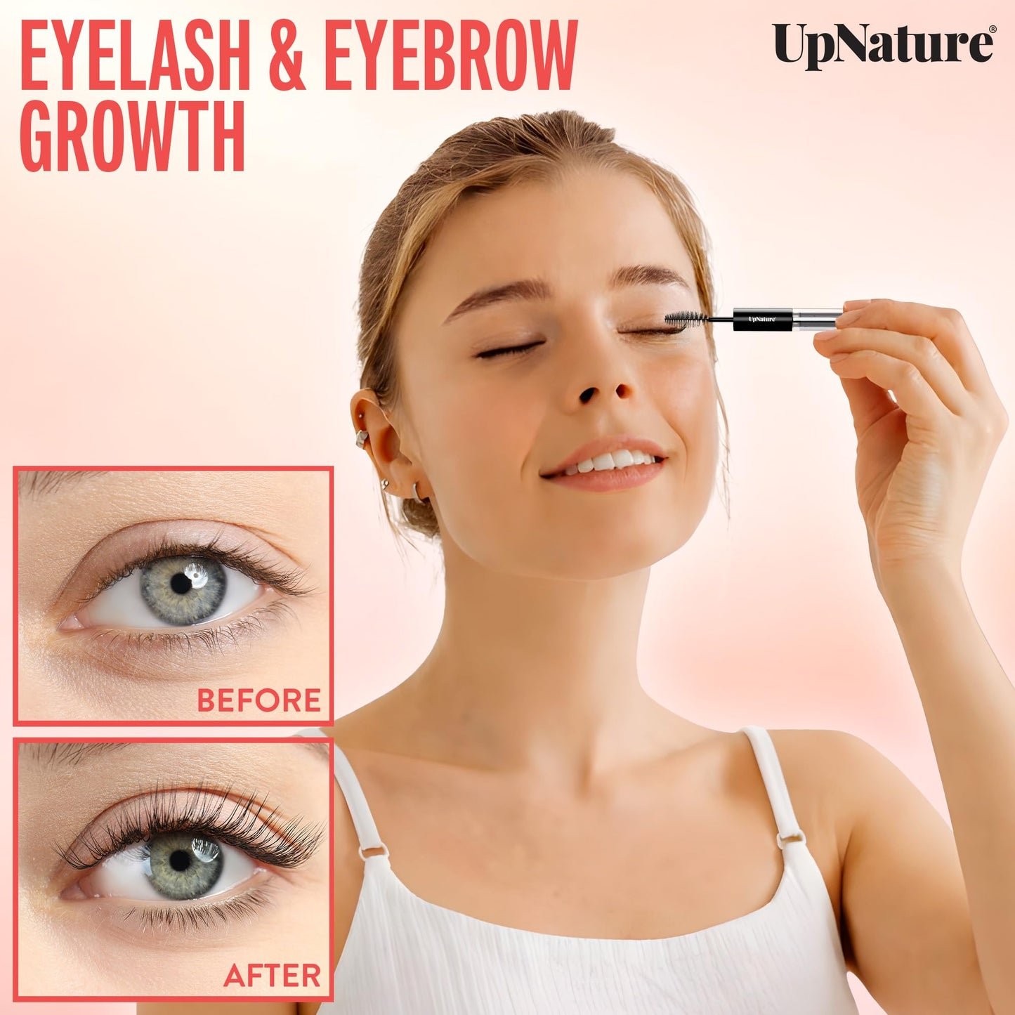 UpNature Lash Serum for Eyelash Growth - 100% USDA Organic Castor Oil for Eyelashes and Eyebrows Hexane Free (2oz Glass Bottle)