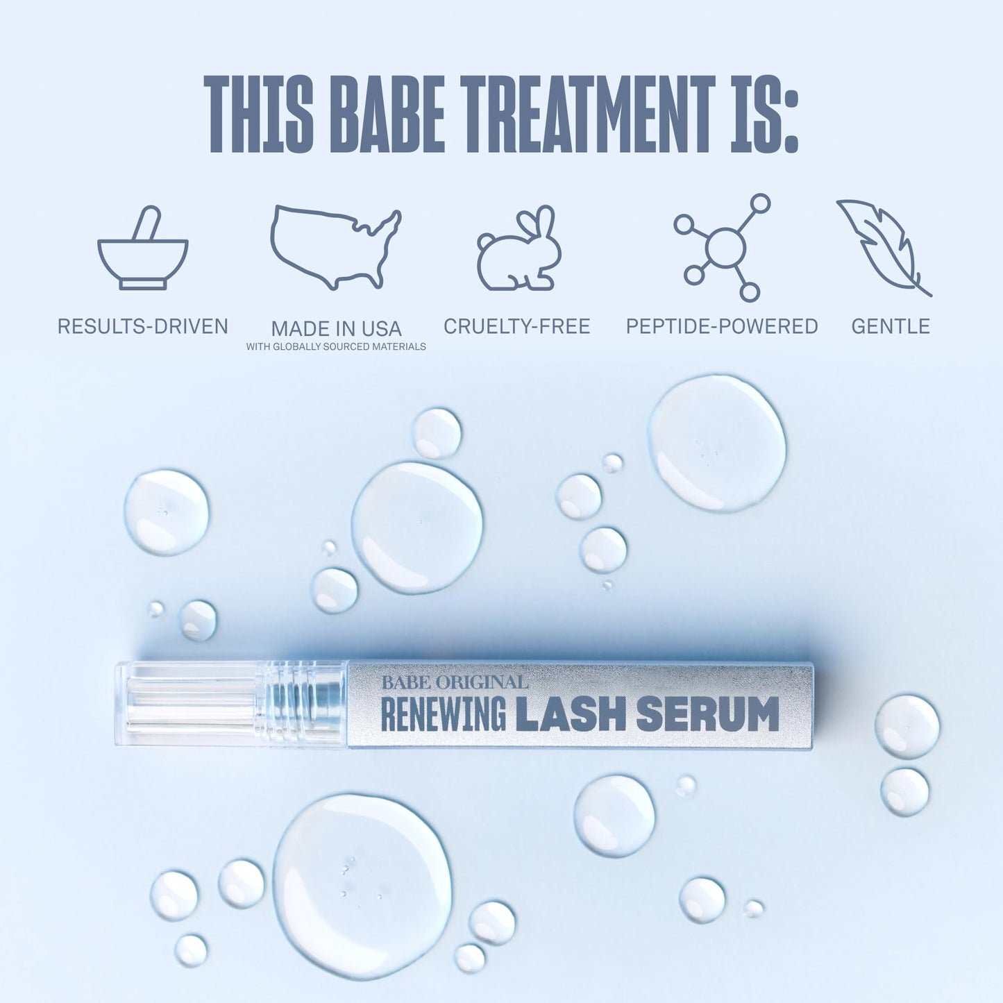 BABE ORIGINAL Renewing Lash Serum Prostaglandin-Free with Peptides for Longer Fuller Lashes Vegan 3ml