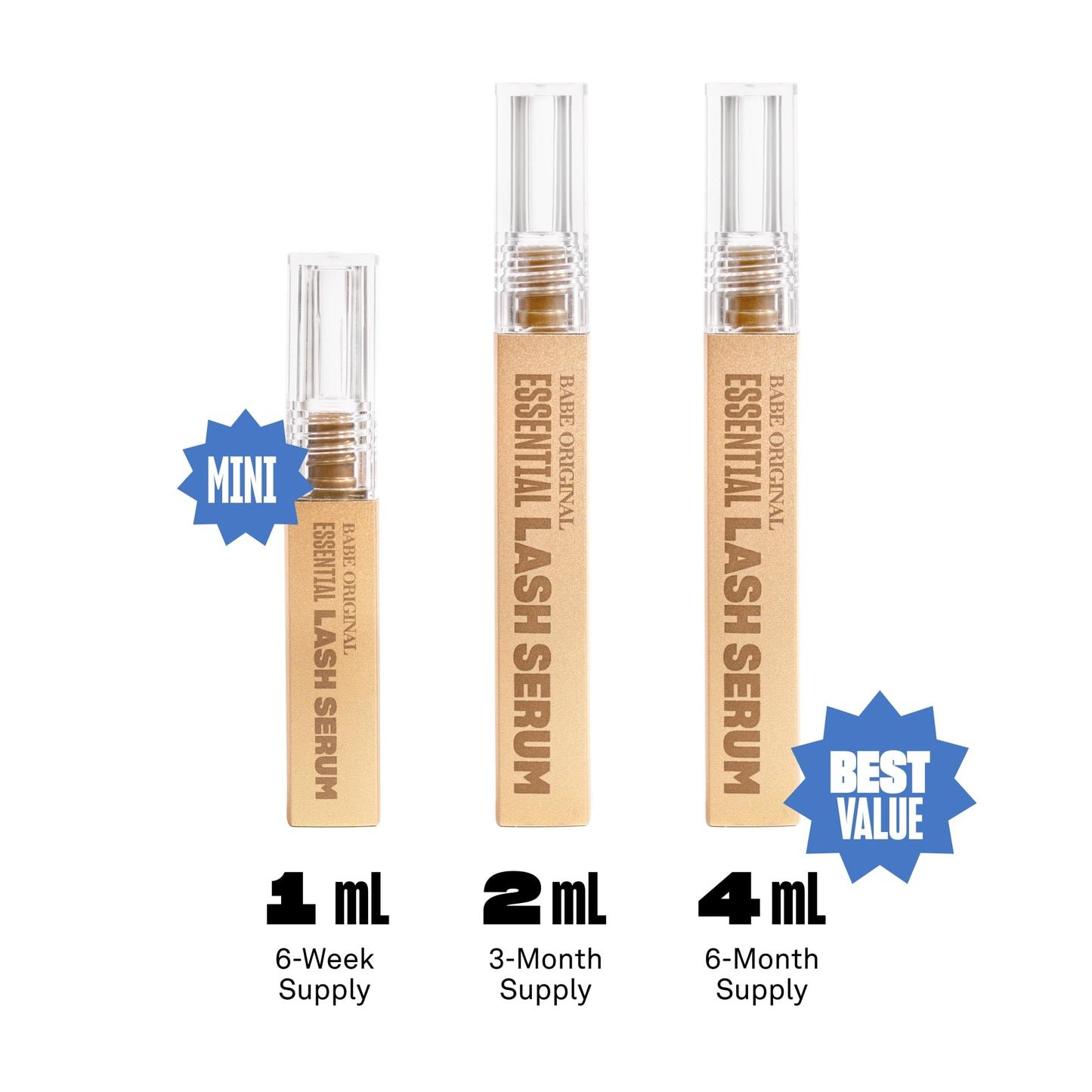Babe Original Lash Serum - Fuller & Longer Looking Eyelashes, Lash Enhancing Serum, for Natural Lashes and Lash Extensions, 1mL, Starter Supply