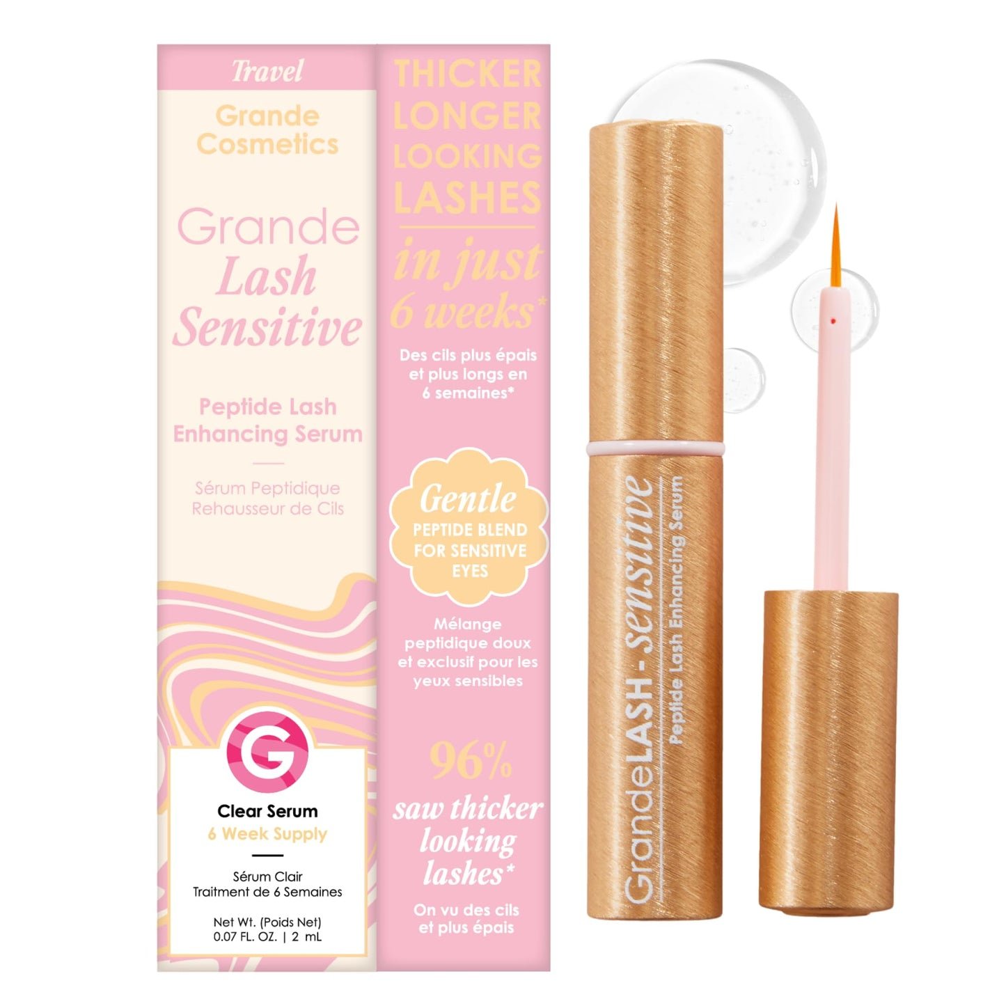 GrandeLASH-Sensitive Peptide Lash Serum for Fuller Longer Natural Eyelashes Sensitive Eyes 2ml